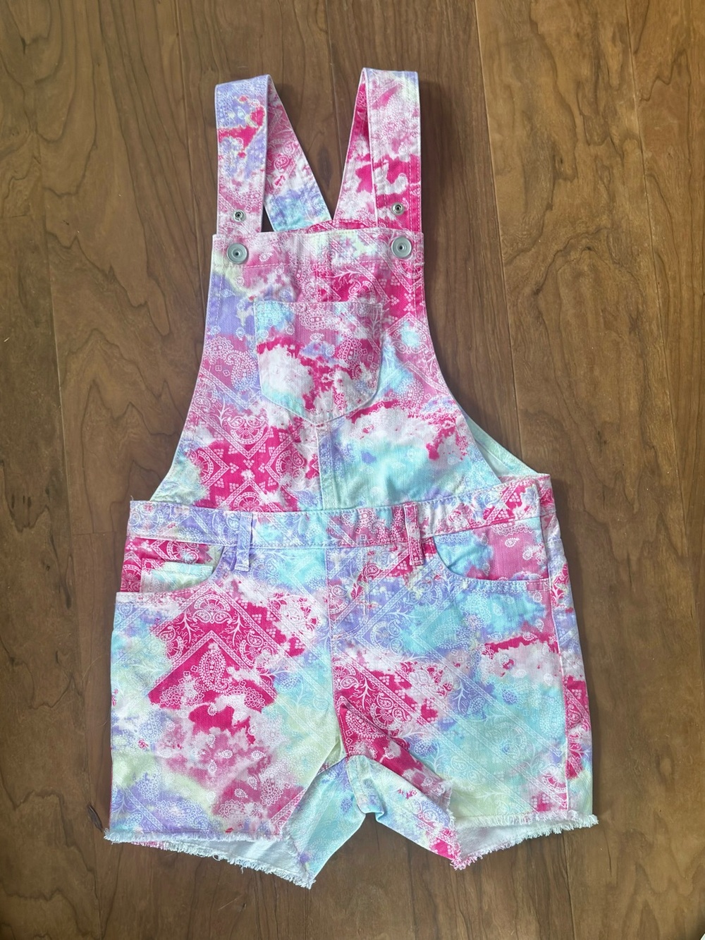 The Children's Place Tie-Dye Paisley Short Overalls - 6X/7